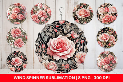 Wind Spinner Rose Pattern Sublimation artnoy 
