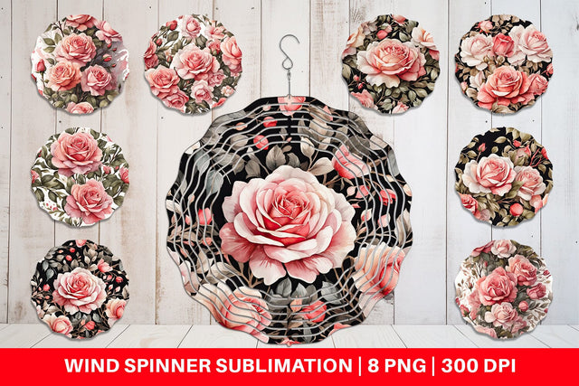 Wind Spinner Rose Pattern Sublimation artnoy 