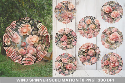 Wind Spinner Rose Watercolor Texture Sublimation artnoy 