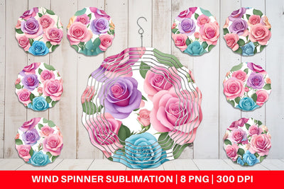 Wind Spinner Roses Flowers Pattern Sublimation artnoy 