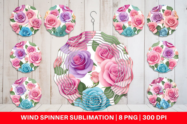 Wind Spinner Roses Flowers Pattern Sublimation artnoy 