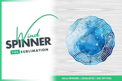 Wind spinner round abstract blue design Sublimation Regulrcrative 