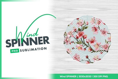 Wind spinner round cherry blossoms png sublimation design Sublimation Regulrcrative 