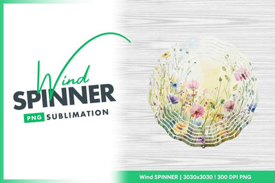 Wind spinner round floral watercolor design Sublimation Regulrcrative 