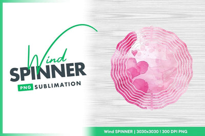 Wind spinner round pink watercolor hearts design Sublimation Regulrcrative 