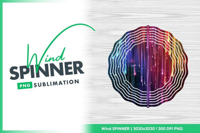 Wind Spinner Round Png Design with Colorful Abstract Pattern and Text Sublimation Regulrcrative 