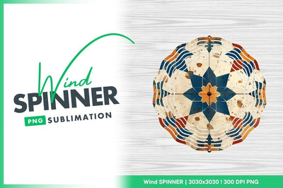 Wind Spinner Round Png Design with Starburst Pattern on Wood Grain Background Sublimation Regulrcrative 