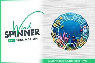 Wind Spinner Round Png Underwater Scene with Fish and Coral Sublimation Regulrcrative 