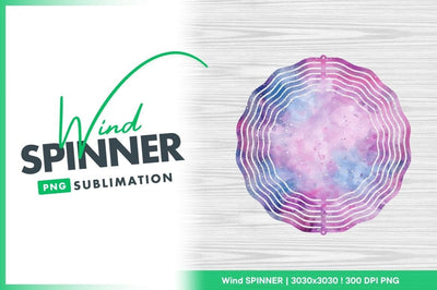 Wind Spinner Round Png Watercolor Design with White Wavy Lines Sublimation Regulrcrative 