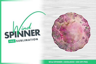 Wind Spinner Round Png with Floral Design on White Wood Grain Background Sublimation Regulrcrative 