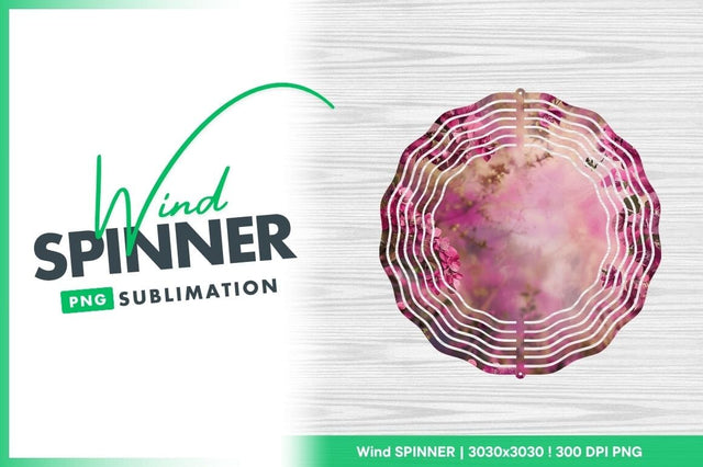 Wind Spinner Round Png with Floral Design on White Wood Grain Background Sublimation Regulrcrative 
