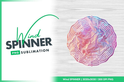 Wind Spinner Round Png with Iridescent Texture and White Wood Background Sublimation Regulrcrative 