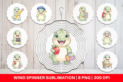 Wind Spinner Round Storybook School Dino Sublimation artnoy 