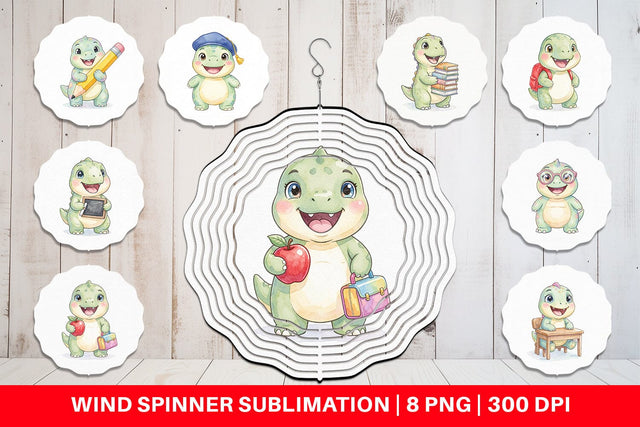 Wind Spinner Round Storybook School Dino Sublimation artnoy 