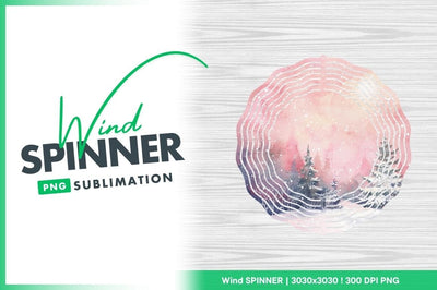 Wind spinner round watercolor winter scene design Sublimation Regulrcrative 