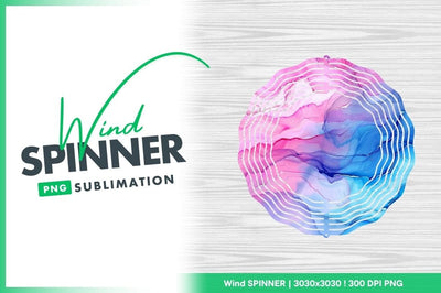 Wind spinner round with abstract watercolor design Sublimation Regulrcrative 