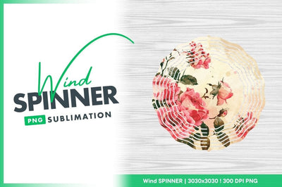 Wind spinner round with floral design illustration Sublimation Regulrcrative 