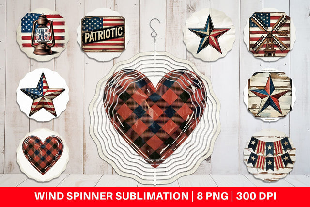 Wind Spinner Rustic 4th of July Sublimation artnoy 