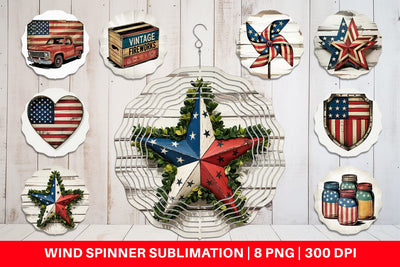 Wind Spinner Rustic 4th of July Sublimation artnoy 