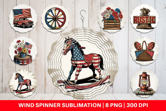 Wind Spinner Rustic 4th of July Sublimation artnoy 