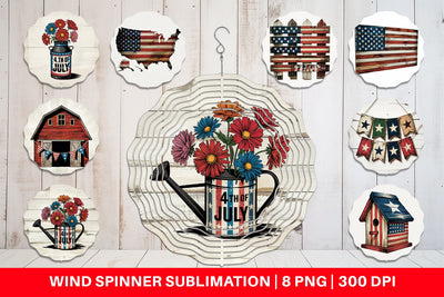 Wind Spinner Rustic 4th of July Sublimation artnoy 