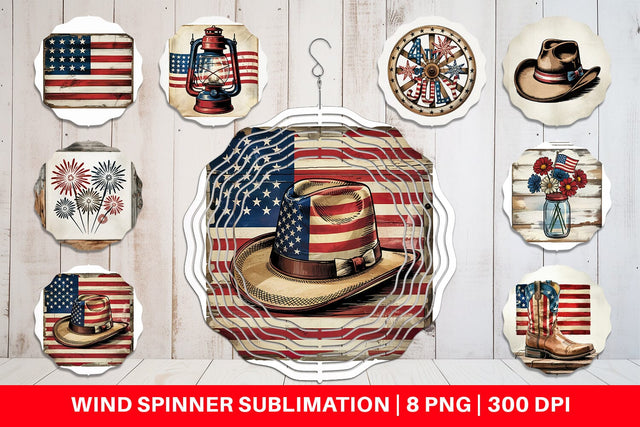 Wind Spinner Rustic 4th of July Sublimation artnoy 
