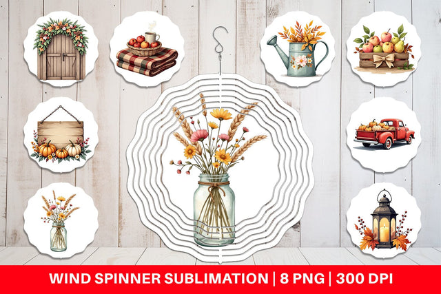 Wind Spinner Rustic Autumn Charm Sublimation artnoy 
