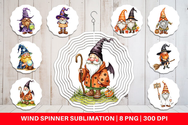 Wind Spinner Rustic Halloween Gnomes Sublimation artnoy 