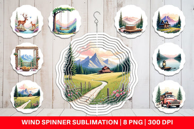 Wind Spinner Rustic Mountain Escape Sublimation artnoy 