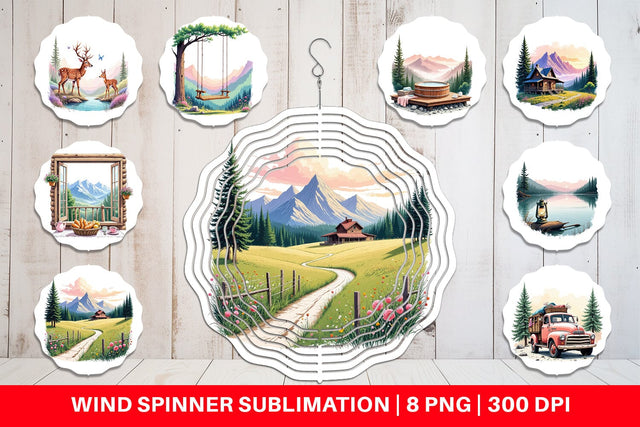 Wind Spinner Rustic Mountain Escape Sublimation artnoy 