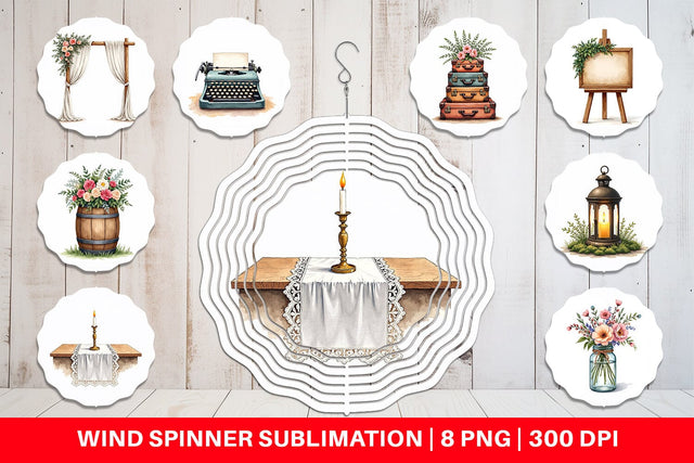 Wind Spinner Rustic Romance Wedding Decor Elements Sublimation artnoy 