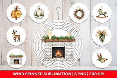 Wind Spinner Rustic Woodland Christmas Sublimation artnoy 