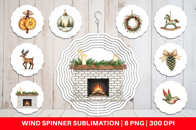 Wind Spinner Rustic Woodland Christmas Sublimation artnoy 