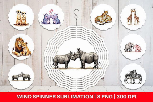 Wind Spinner Safari Sweethearts Watercolor Sublimation artnoy 