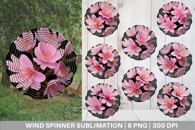 Wind Spinner Sakura Flowers Dark Sublimation artnoy 