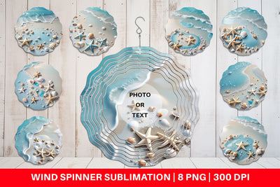 Wind Spinner Sandy Beach and Seashells Sublimation artnoy 