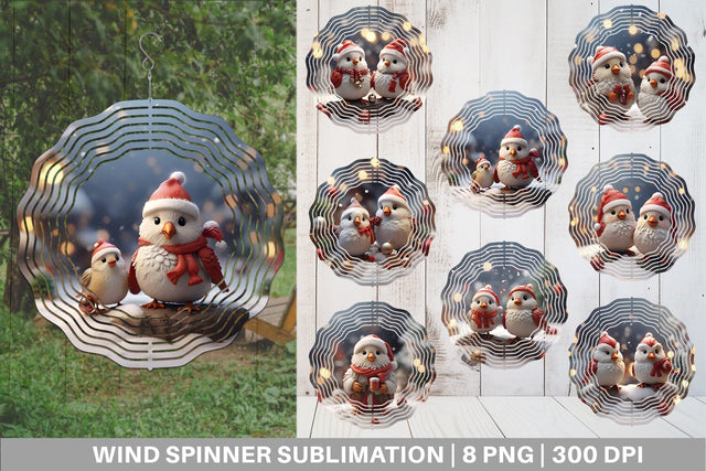 Wind Spinner Santa Birds Christmas Sublimation artnoy 