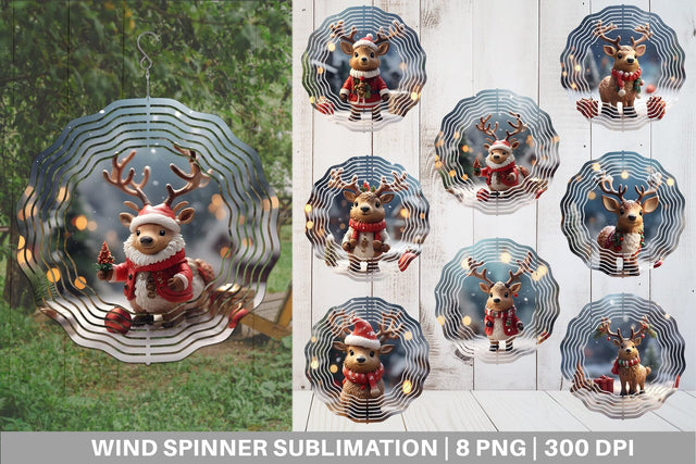 Wind Spinner Santa Elk Christmas Sublimation artnoy 