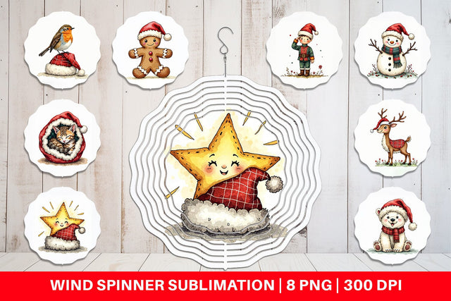 Wind Spinner Santa Hat Whimsy Sublimation artnoy 