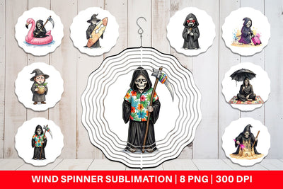 Wind Spinner Sarcastic Aloha Reaper Watercolor Sublimation artnoy 