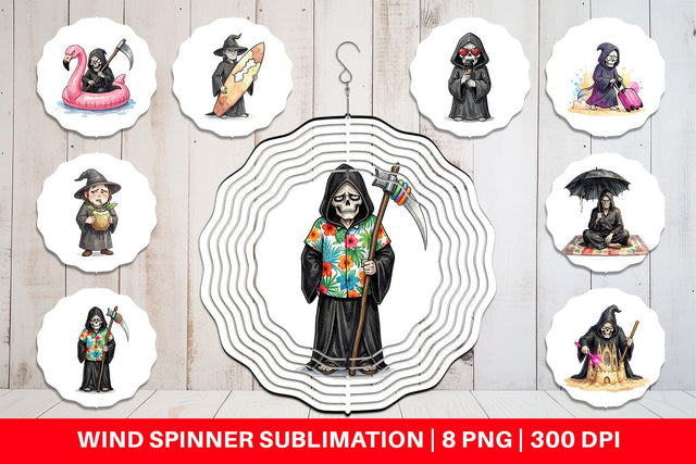 Wind Spinner Sarcastic Aloha Reaper Watercolor Sublimation artnoy 