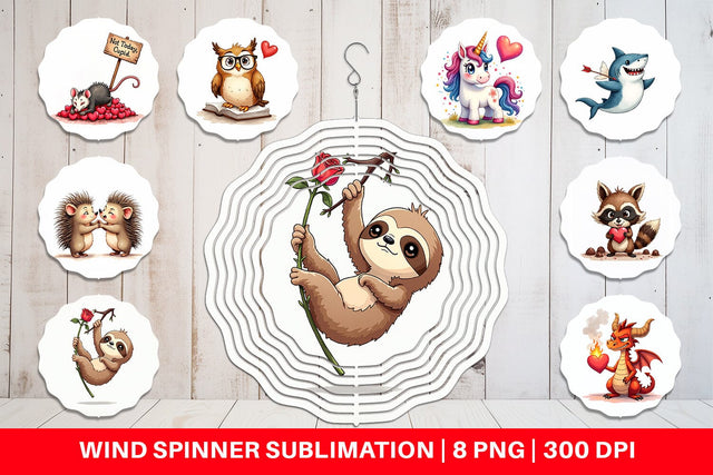 Wind Spinner Sarcastic Animals Valentine Cynical Critters Watercolor Sublimation artnoy 