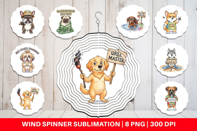 Wind Spinner Sarcastic Anti Summer Dog Watercolor Sublimation artnoy 