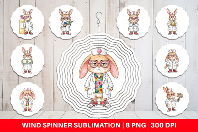 Wind Spinner Sarcastic Bunny Nurse Vibes Sublimation artnoy 