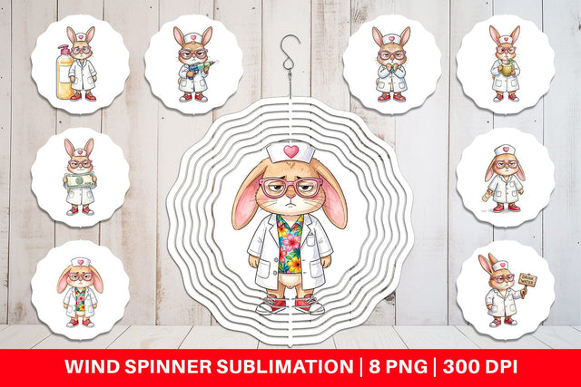 Wind Spinner Sarcastic Bunny Nurse Vibes Sublimation artnoy 