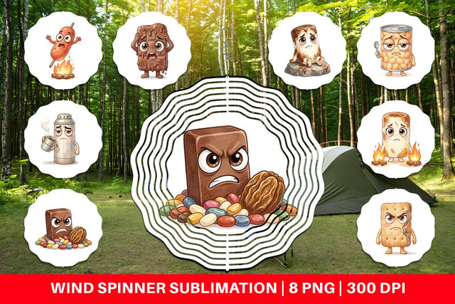 Wind Spinner Sarcastic Camp Food Watercolor SVG artnoy 