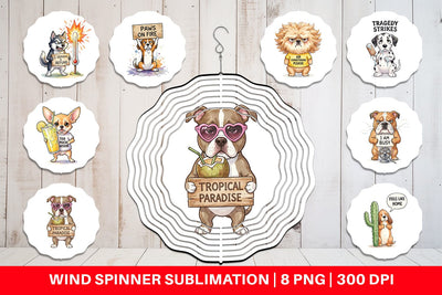 Wind Spinner Sarcastic Heatwave Dog Watercolor Sublimation artnoy 