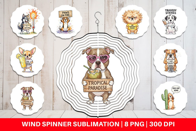 Wind Spinner Sarcastic Heatwave Dog Watercolor Sublimation artnoy 