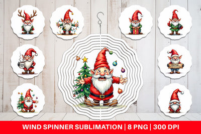 Wind Spinner Sarcastic Holiday Gnomes Watercolor Sublimation artnoy 