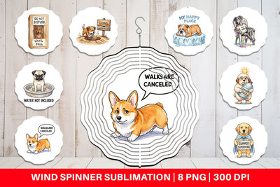 Wind Spinner Sarcastic Lazy Summer Dog Watercolor Sublimation artnoy 